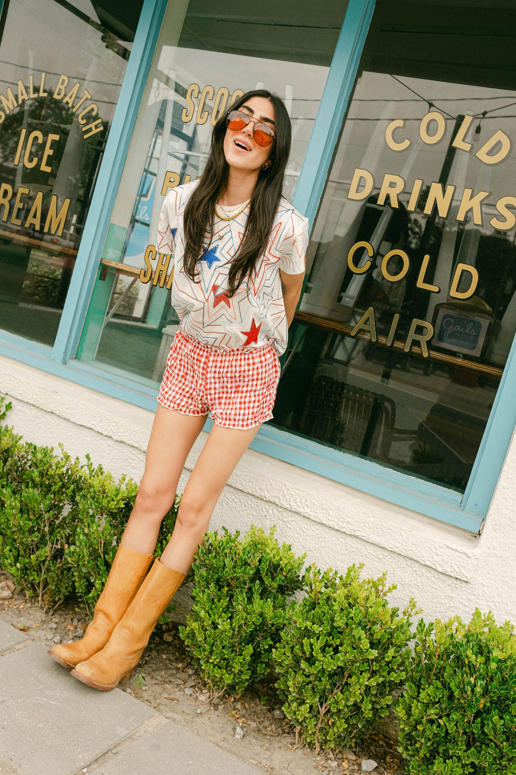 White, Red & Blue Groovy Star Tee