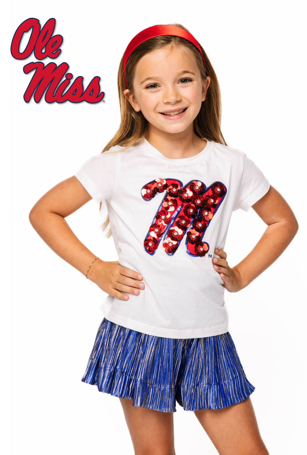Kids Licensed Ole Miss Sequin Flower Tee