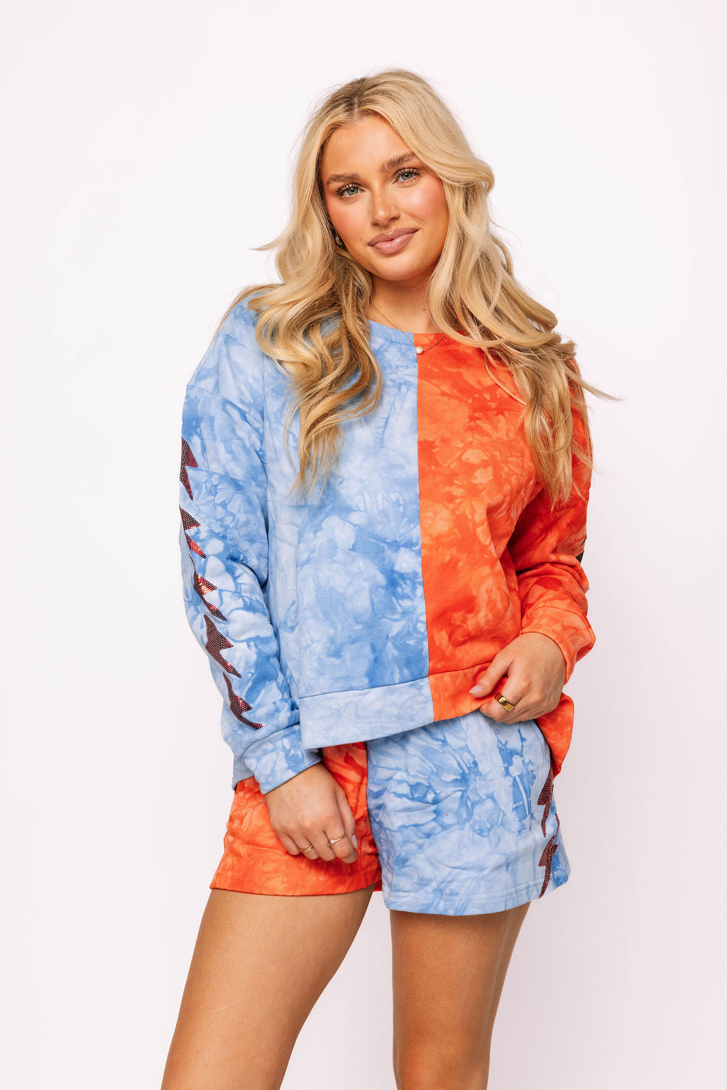Tie Dye Colorblock Lightning Sweatshirt