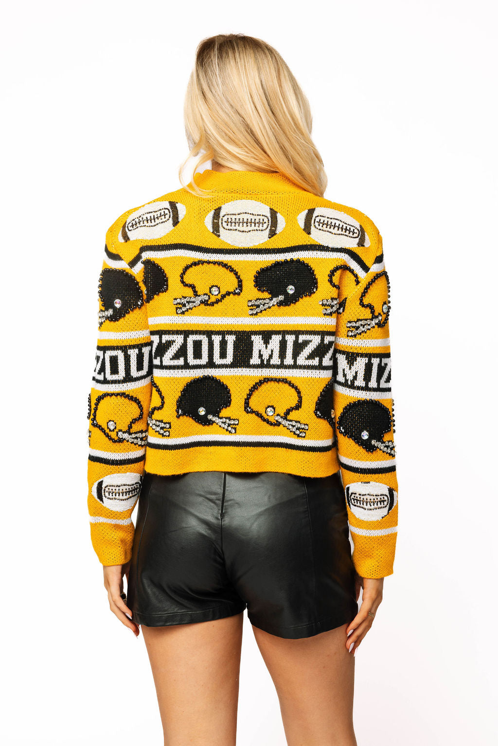 Licensed Sample - Mizzou Vintage Football Helmet Stripe Turtle Neck Sweater
