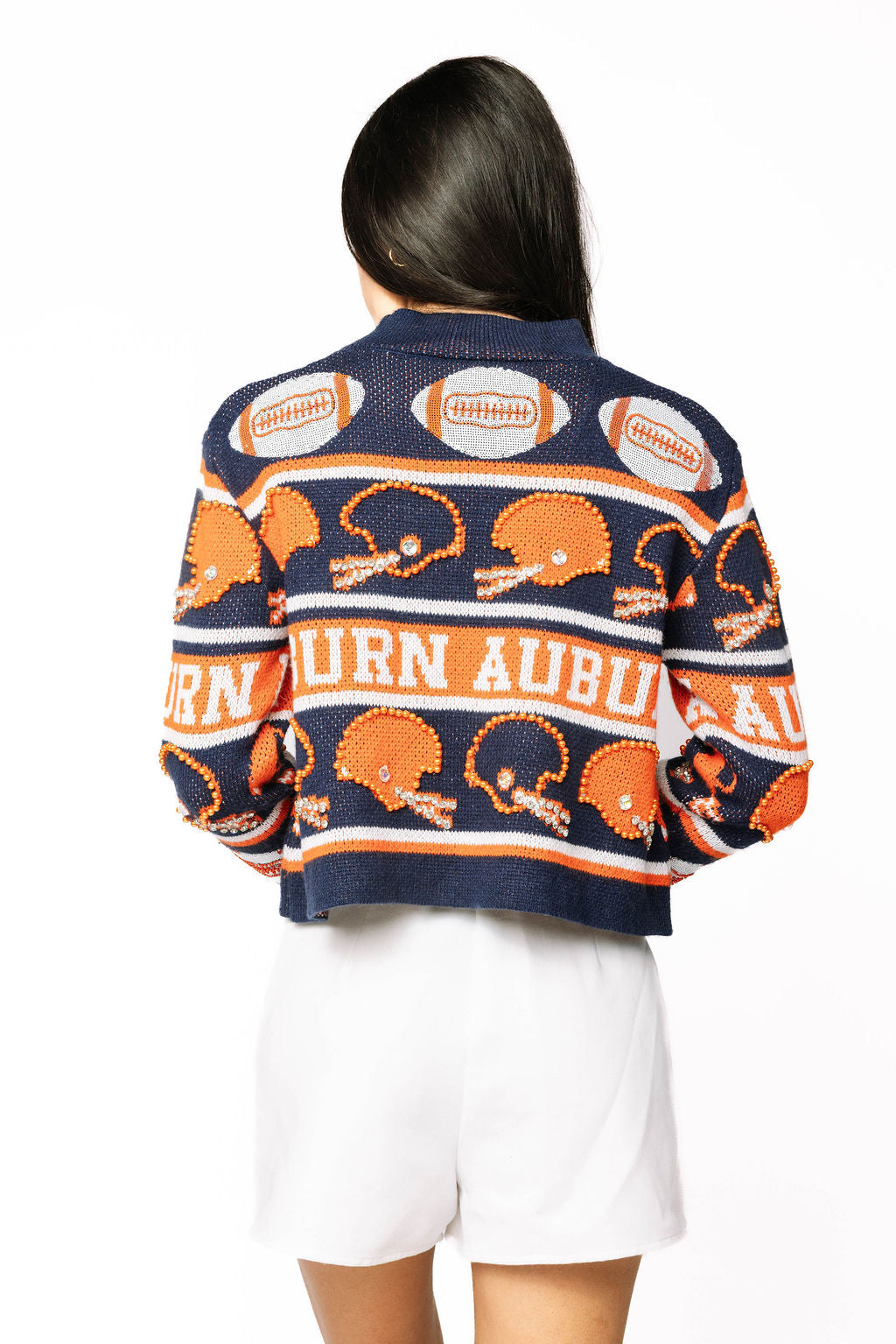 Licensed Sample - Auburn Vintage Football Helmet Stripe Turtle Neck Sweater