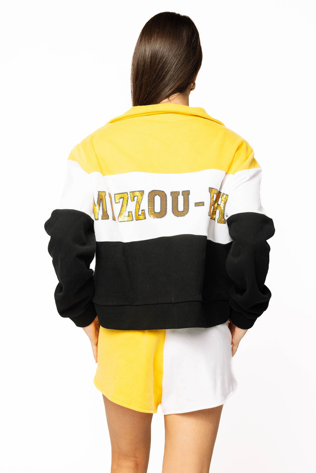 Licensed Sample - Mizzou Quarter Zip Colorblock Sweatshirt/Short Set