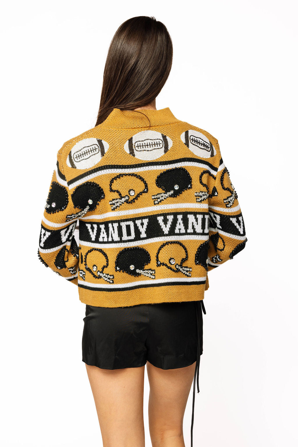 Licensed Sample - Vanderbilt Vintage Football Helmet Stripe Turtle Neck Sweater