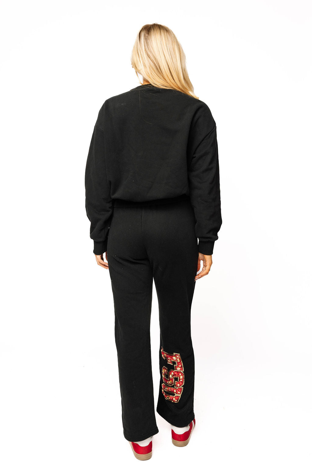 Licensed Sample - FSU Black W/ Multi Jewel Letter Sweatshirt/Pant SET