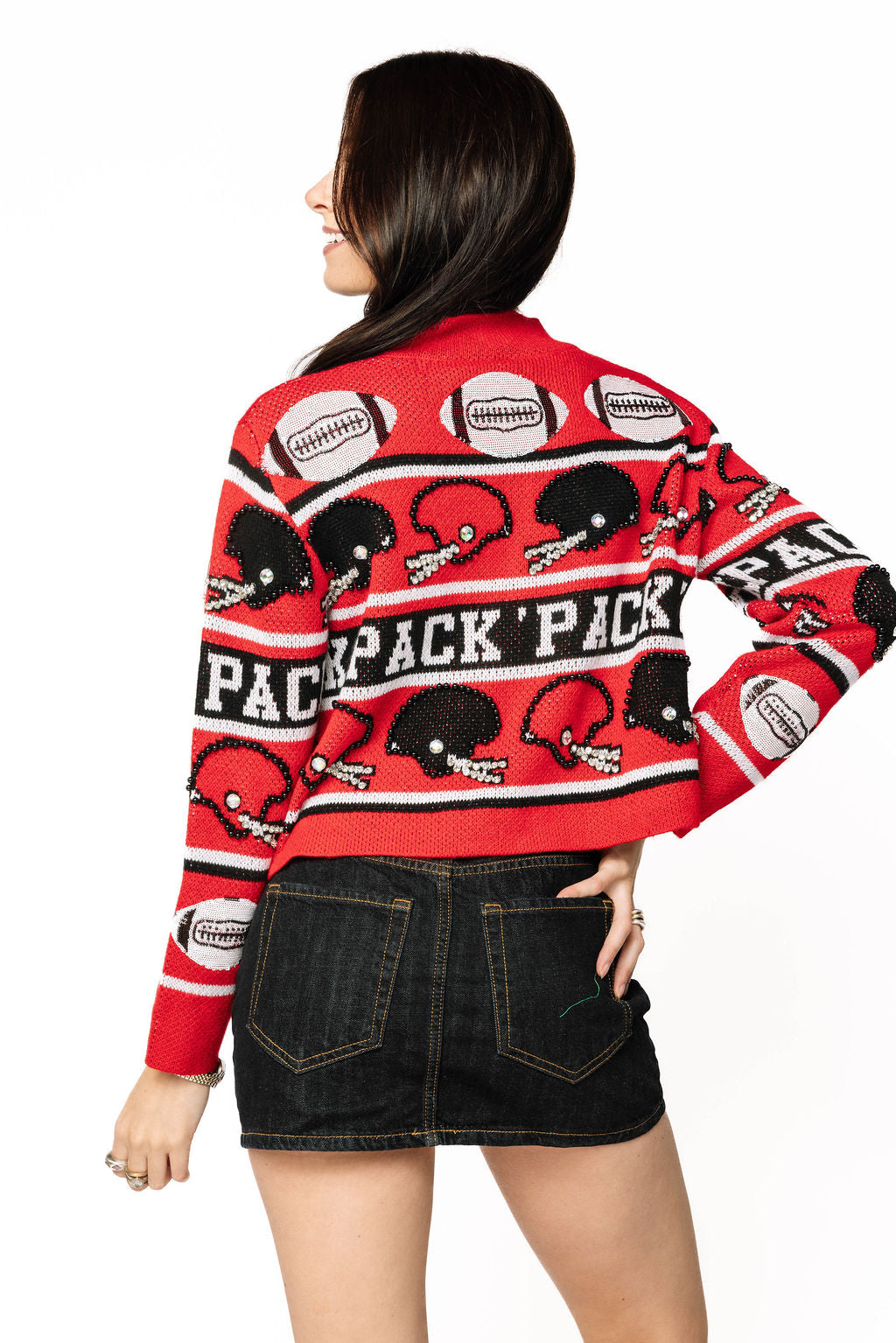 Licensed Sample - NC State Vintage Football Helmet Stripe Turtle Neck Sweater