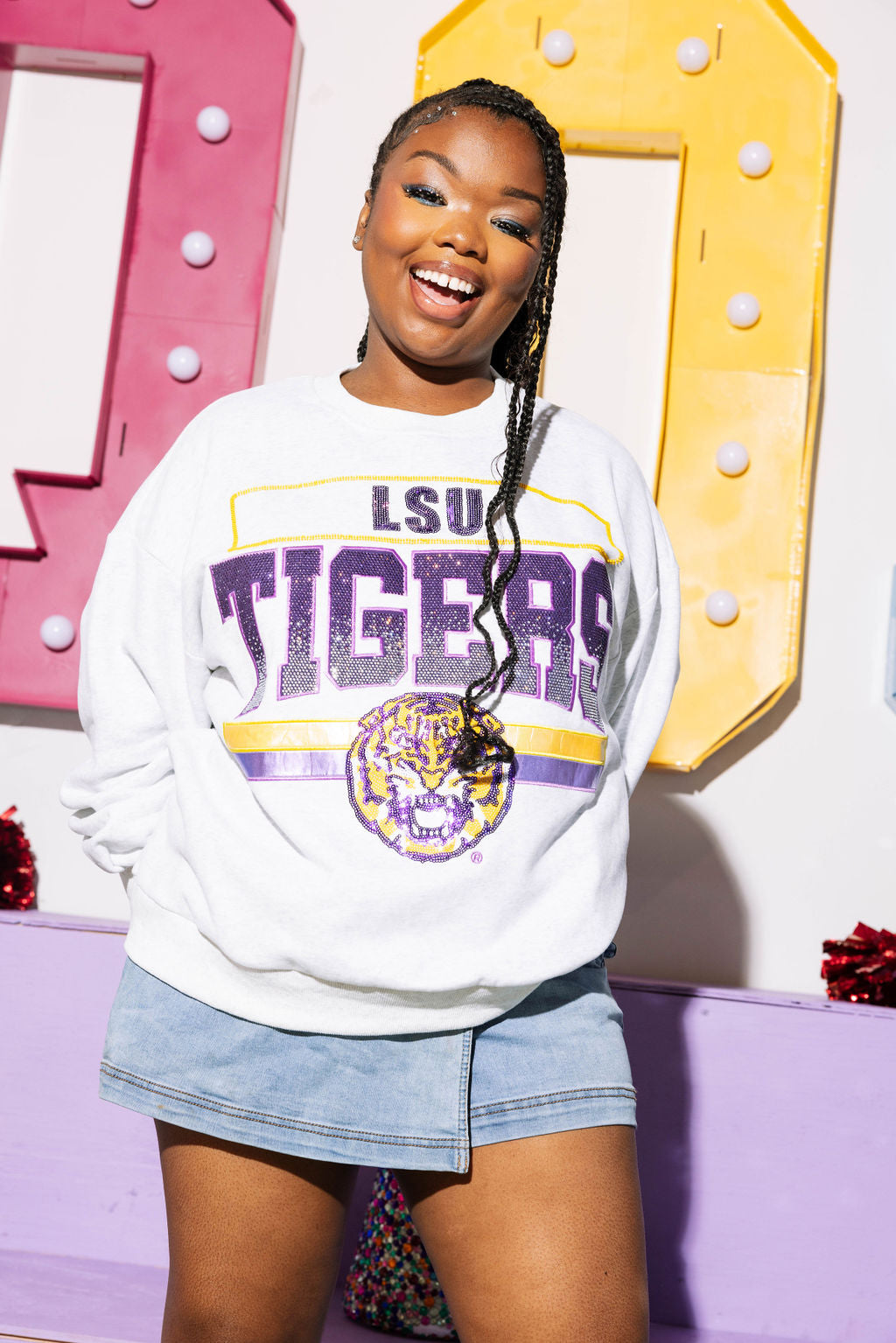 Licensed Grey 'LSU Tigers' Vintage Sweatshirt