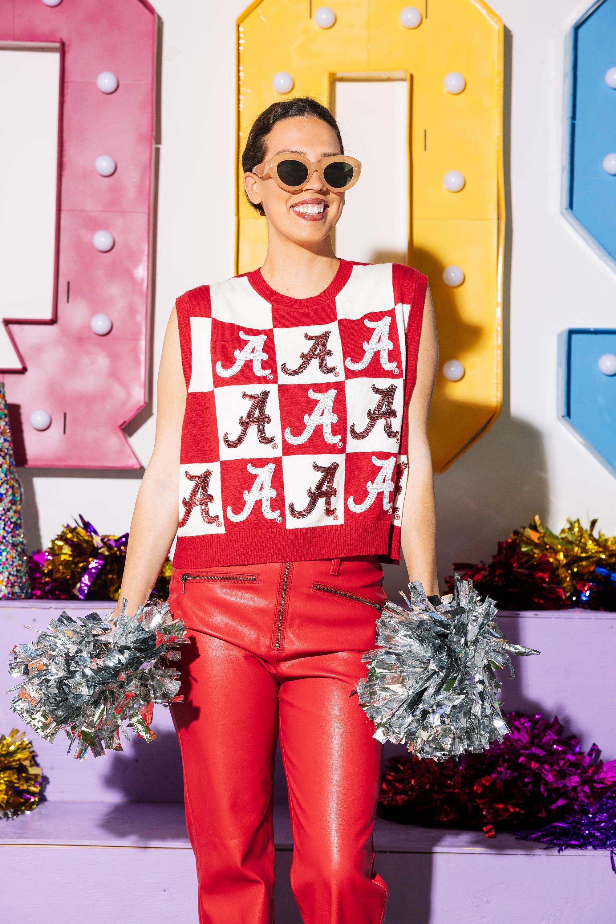 Licensed- Crimson & White Alabama 'A' Checkered Tank