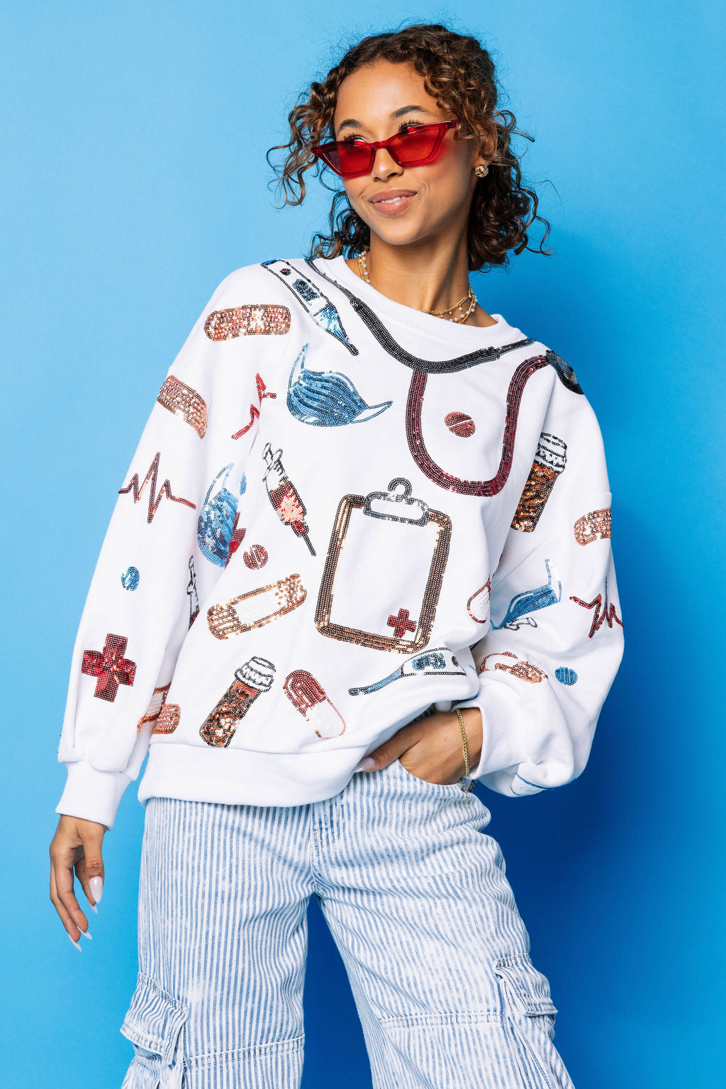 White Medical Supply Icon Sweatshirt