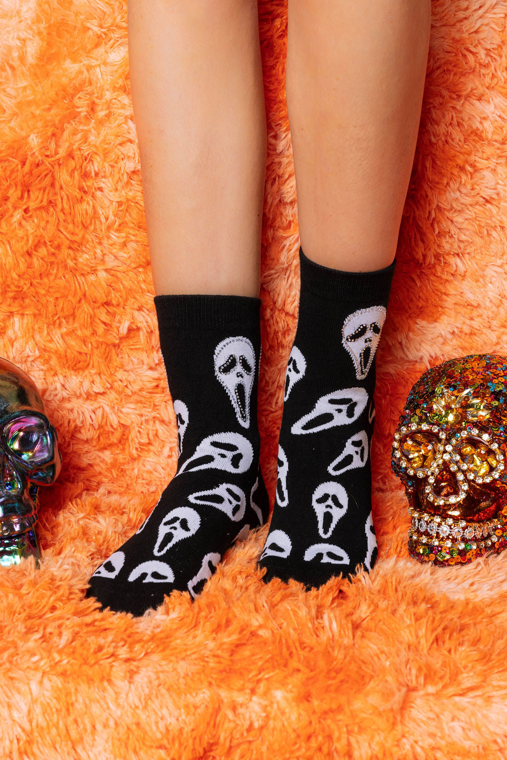 Black & White Scream Mask Socks