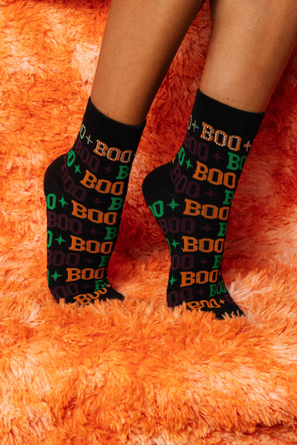 Black Multi 'Boo' Rhinestone Socks