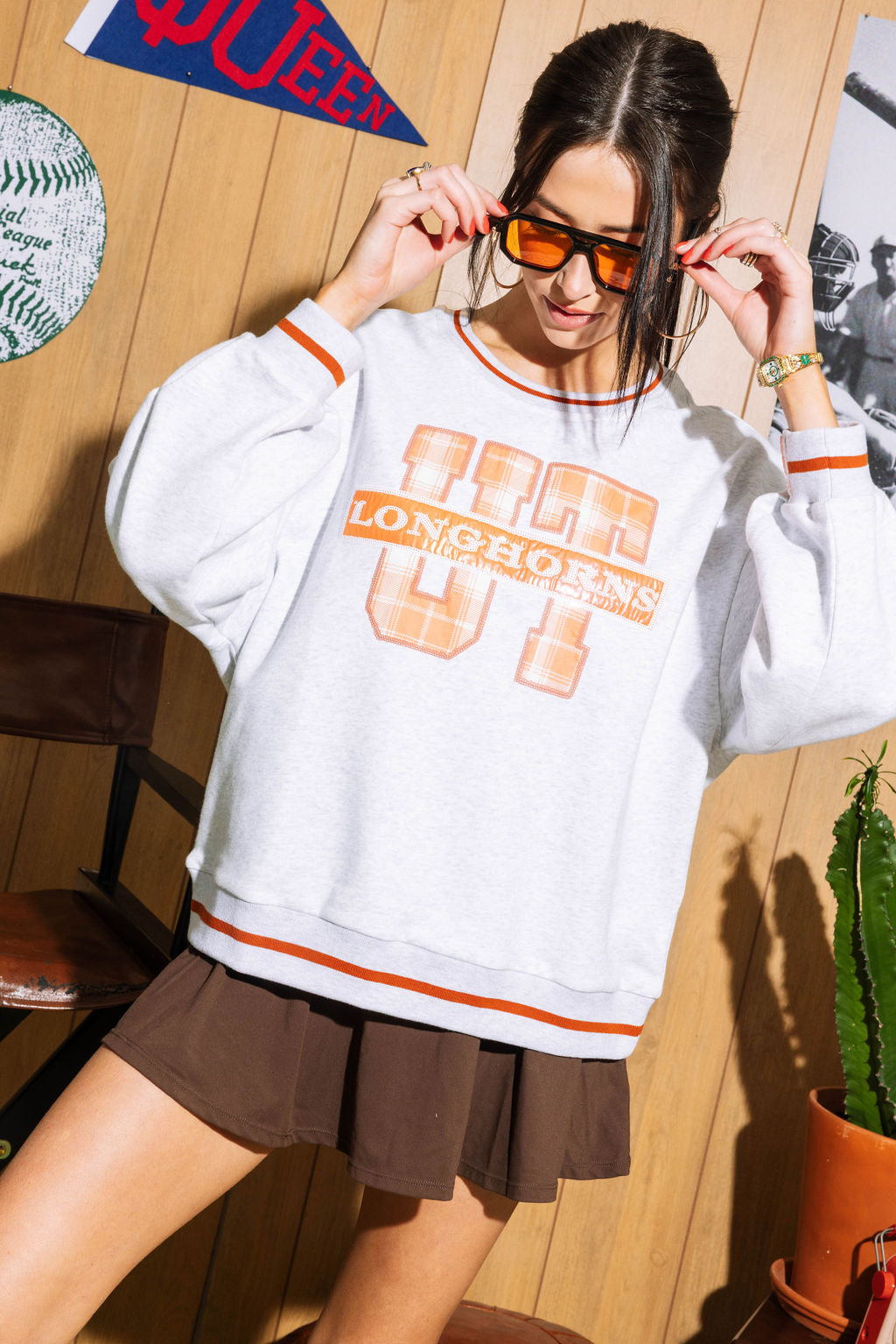 Licensed- Grey Plaid UT Longhorns Sweatshirt