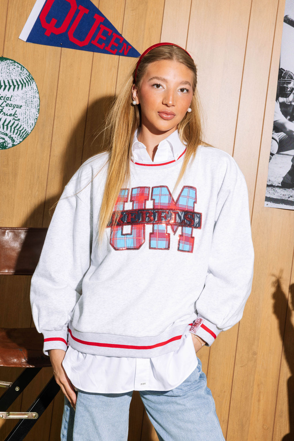 Licensed- Grey Plaid UM Rebels Sweatshirt