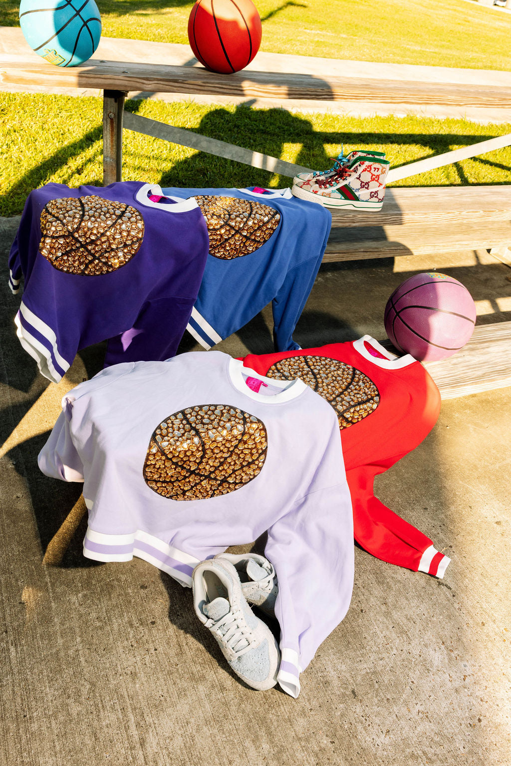 Red Jeweled Basketball Sweatshirt