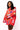Red Multi Plaid & Stripe Christmas Tree Balloon Sleeve Dress