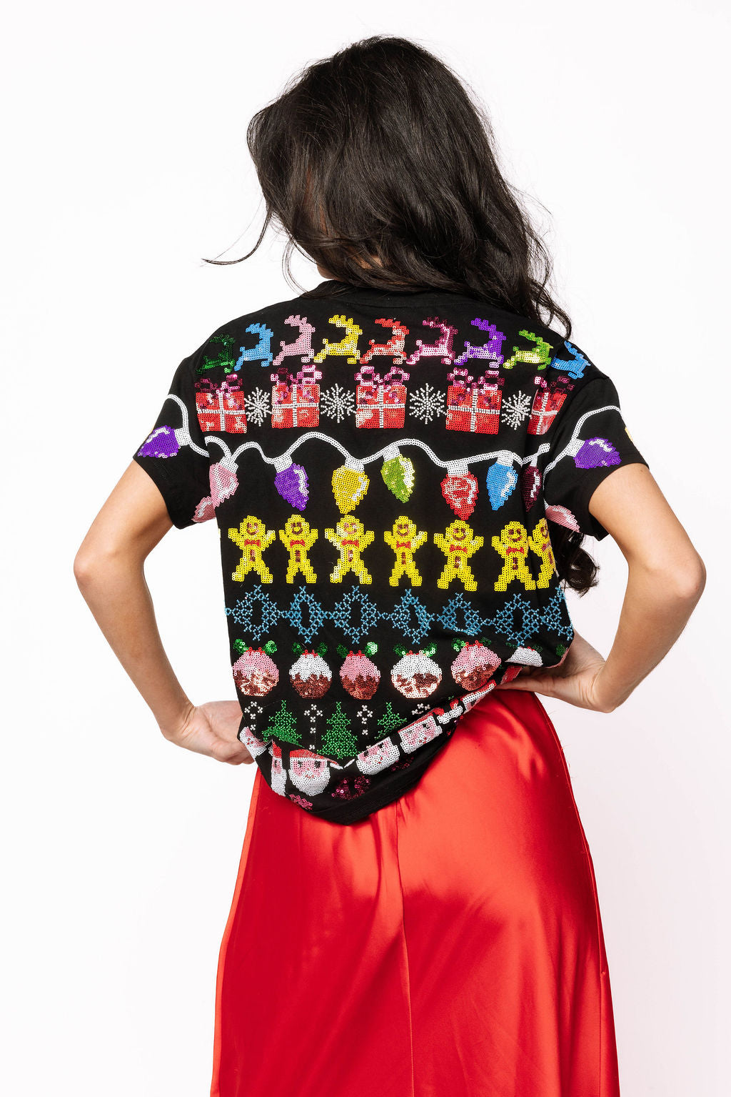 SAMPLE- Black Needlepoint Christmas Icons Tee