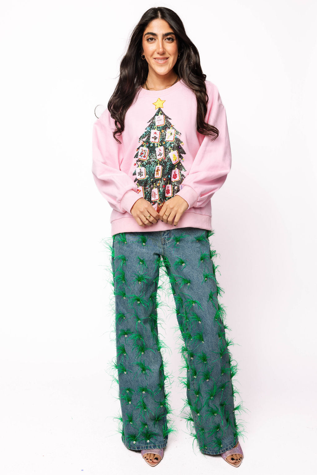 Pink Mahjong Christmas Tree Sweatshirt