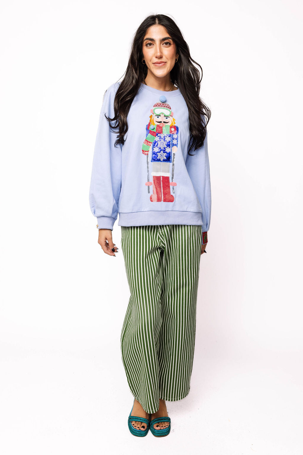 Powder Blue Skiing Nutcracker Sweatshirt