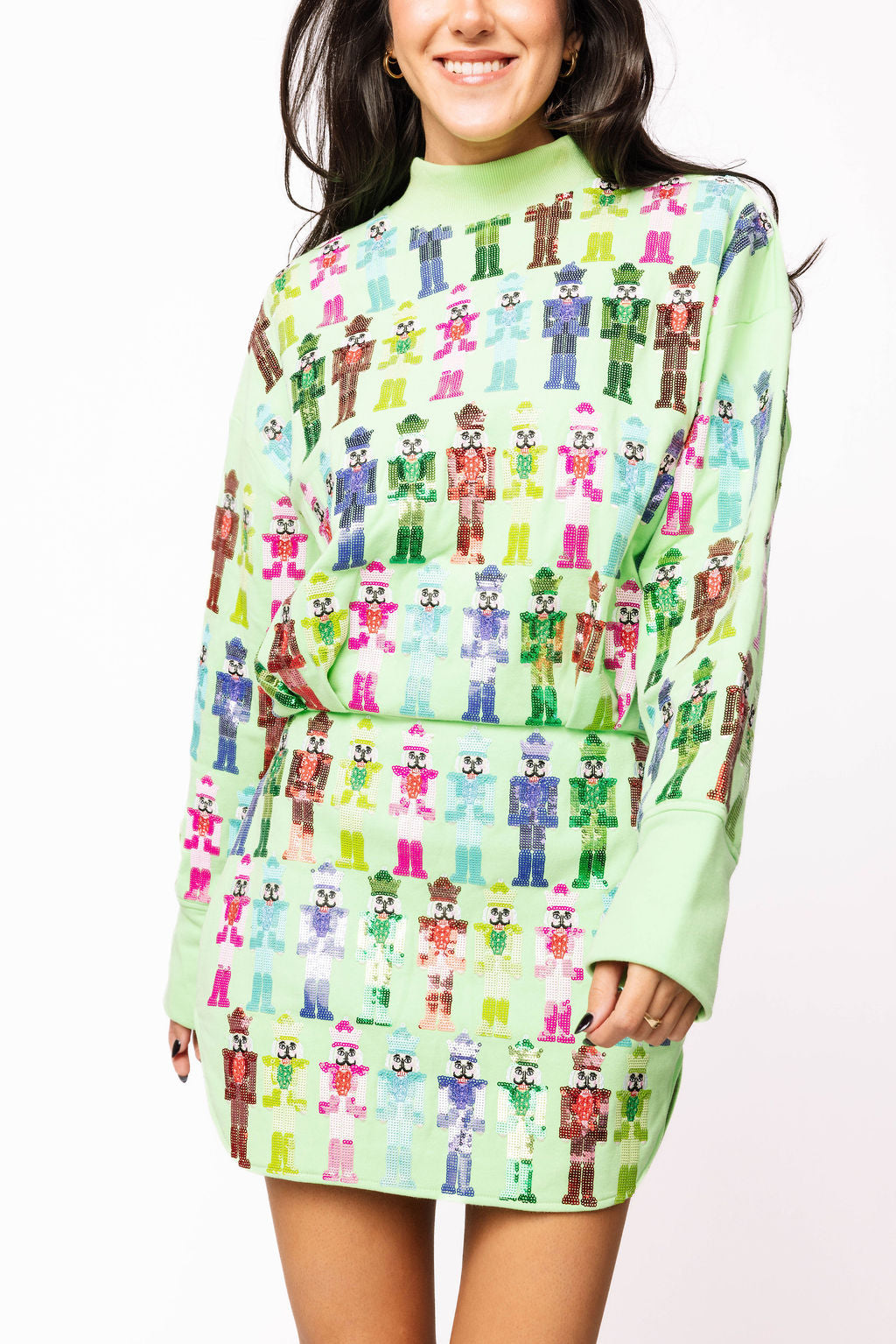 SAMPLE- Green Multi Nutcracker Long Sleeve Dress