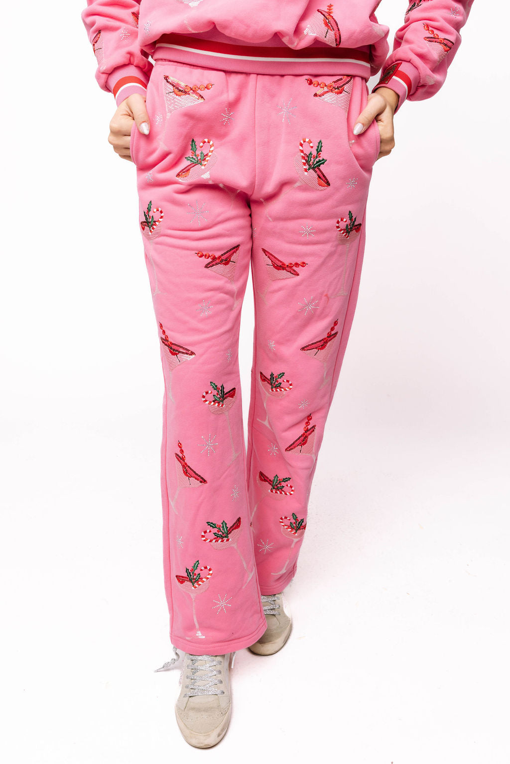 Bright Pink Christmas Cocktail Sweatpant