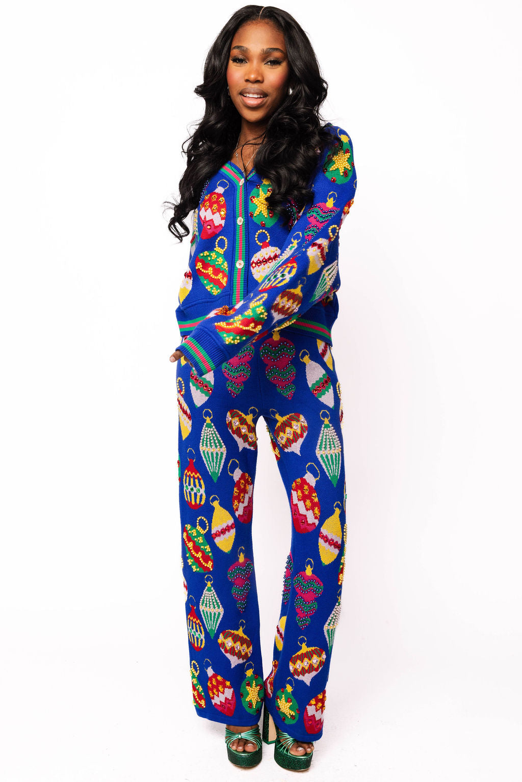 Royal Blue Multi Jeweled Ornament Pant