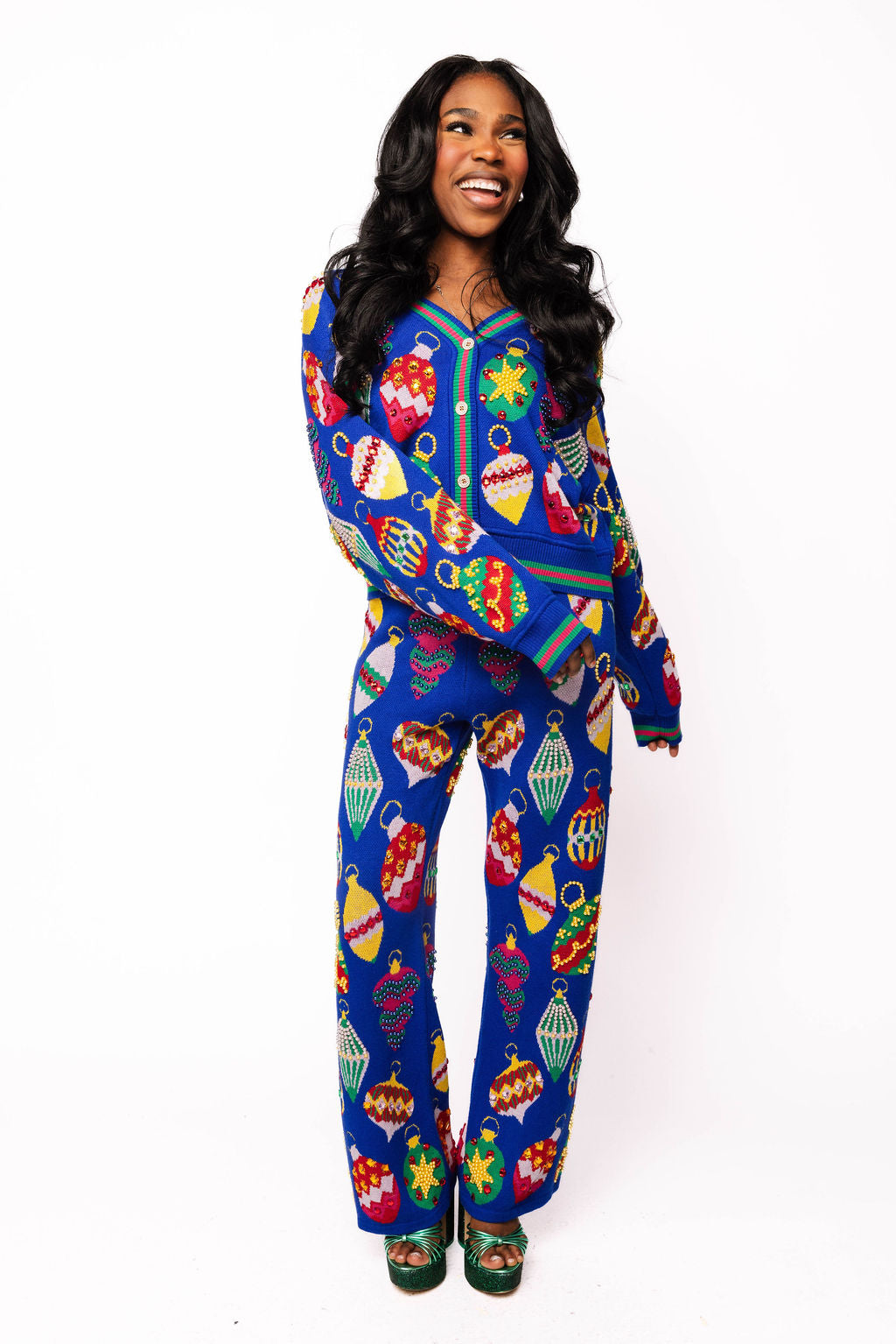 Royal Blue Multi Jeweled Ornament Pant