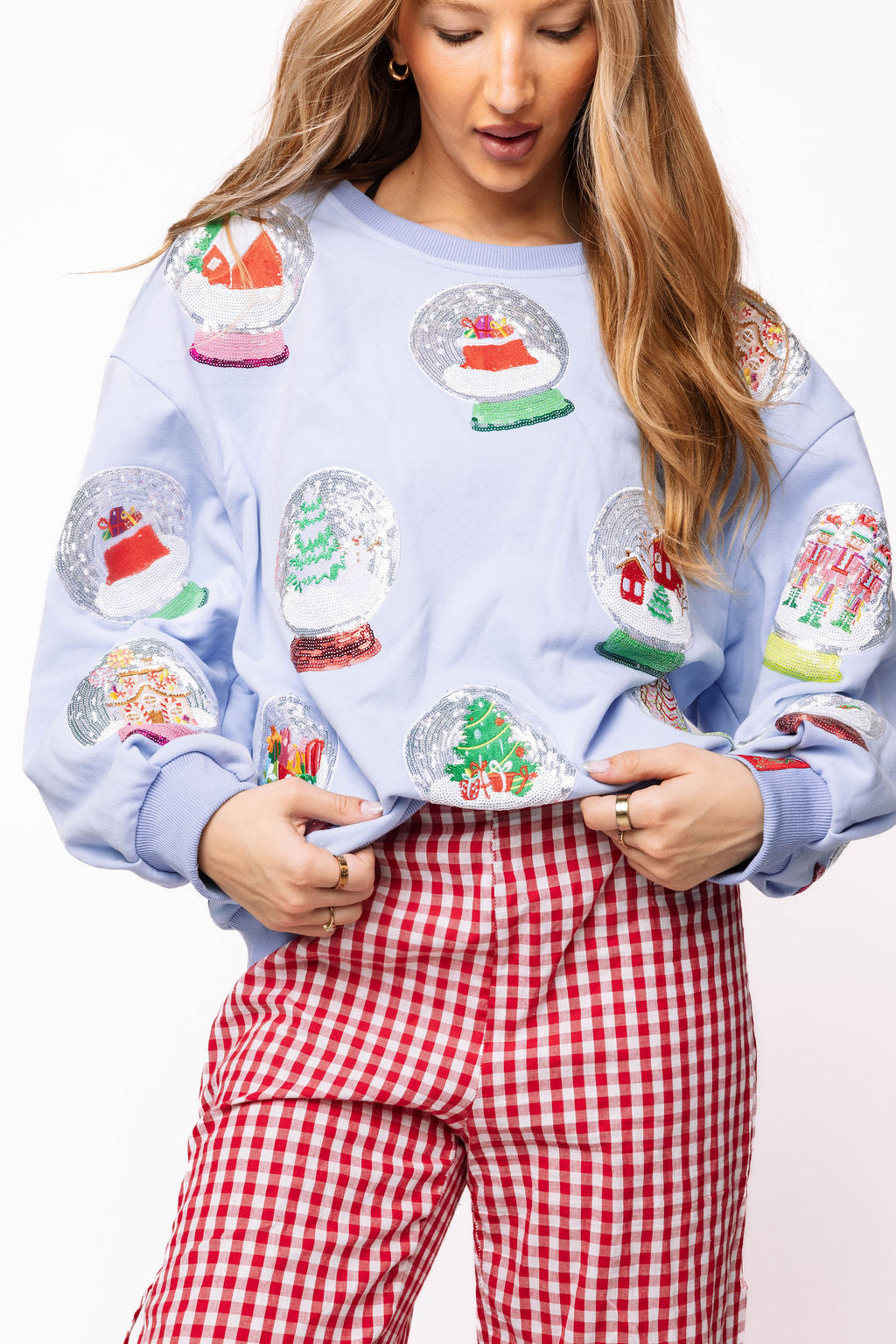 Powder Blue Christmas Snow Globe Sweatshirt