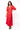 Red Scattered Jeweled Poinsettia Cotton Button Up Midi Dress