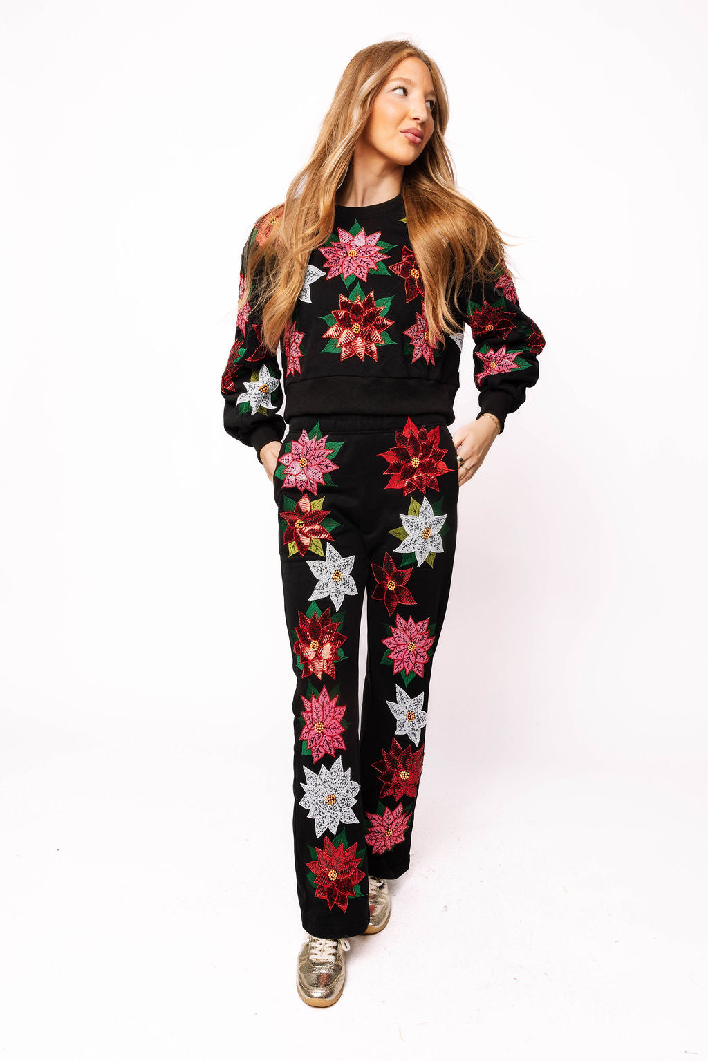 Black Poinsettia Sweatpant