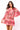 Neon Pink Poinsettia Button Up Mock Neck Tie Sweatshirt Dress