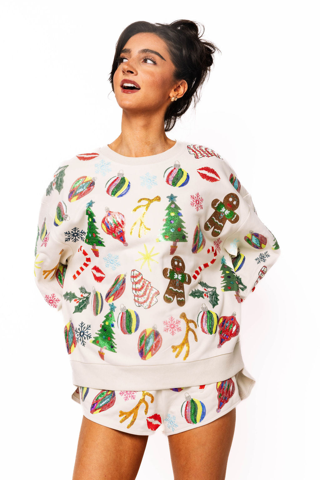 Beige Multi Christmas Icons Sweatshirt