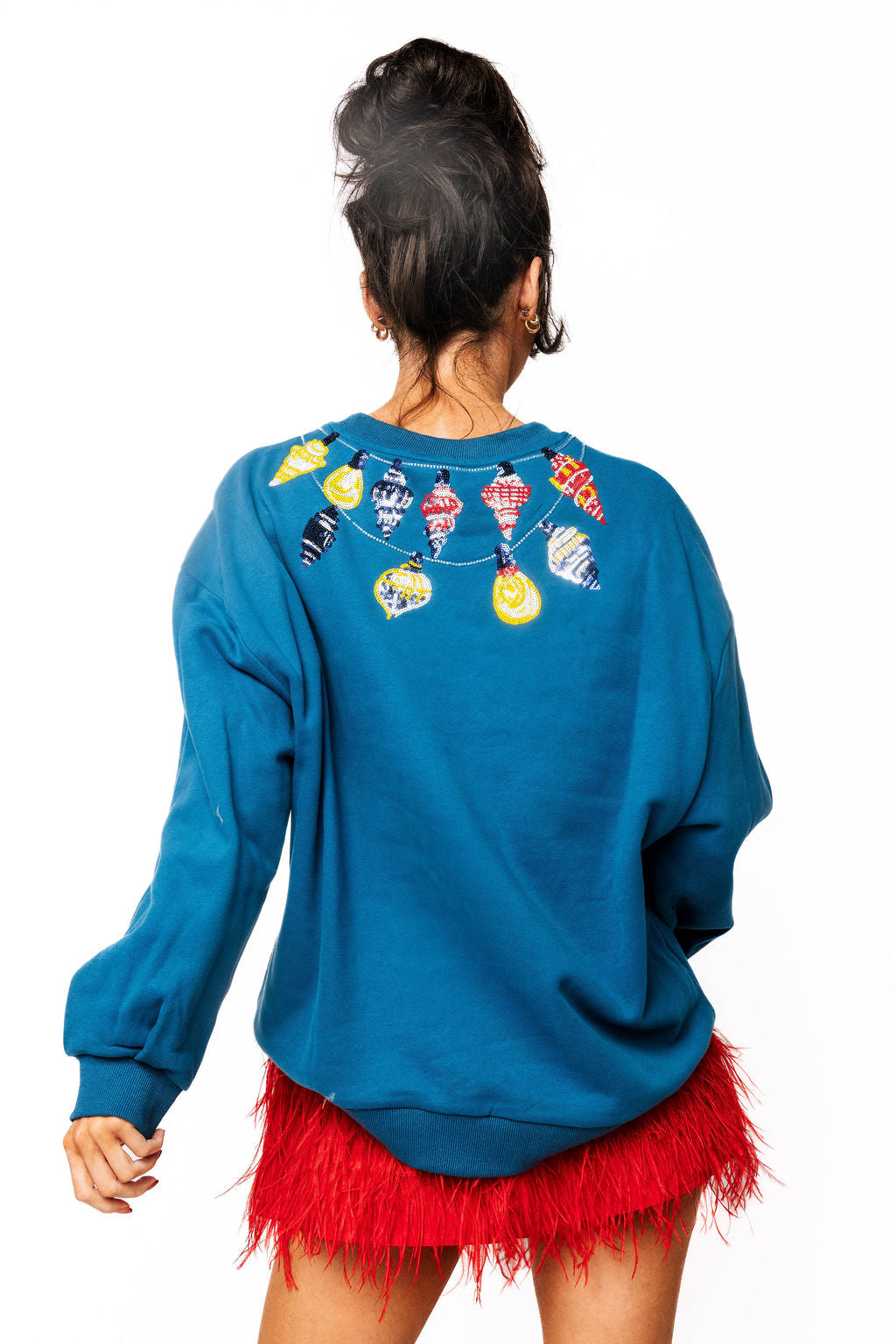 Sample Teal Shell Ornament Necklace Sweatshirt