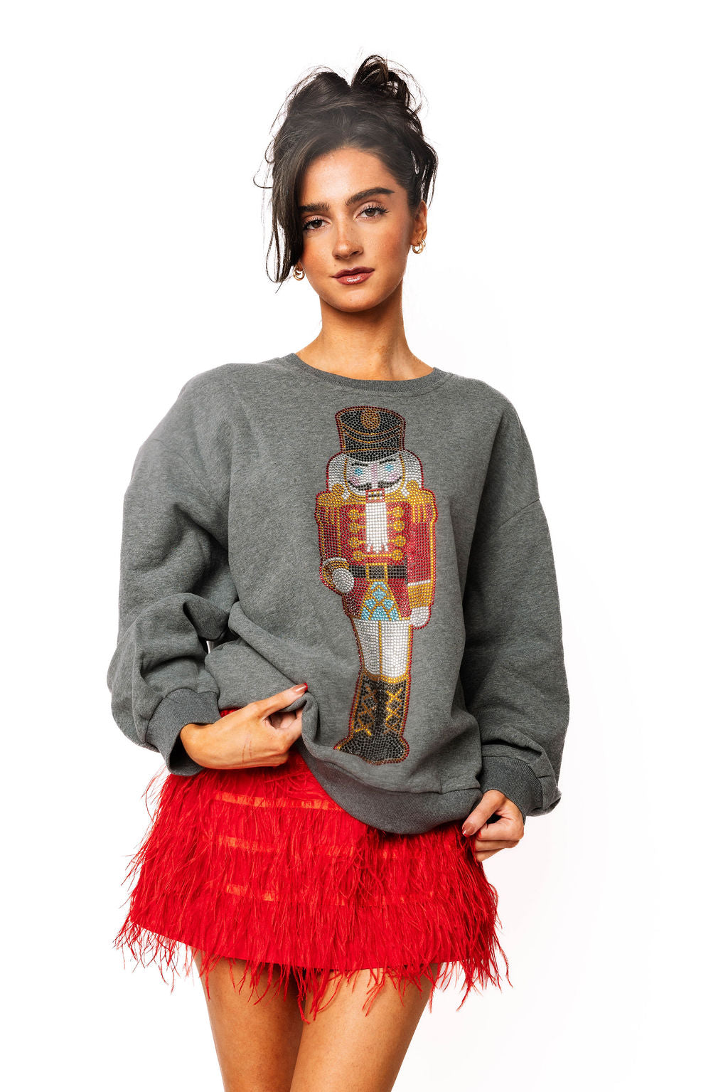 Sample Charcoal Rhinestone Nutcracker Sweatshirt