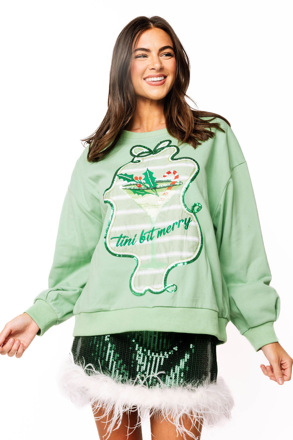 Green 'Tini Bit Merry' Sweatshirt