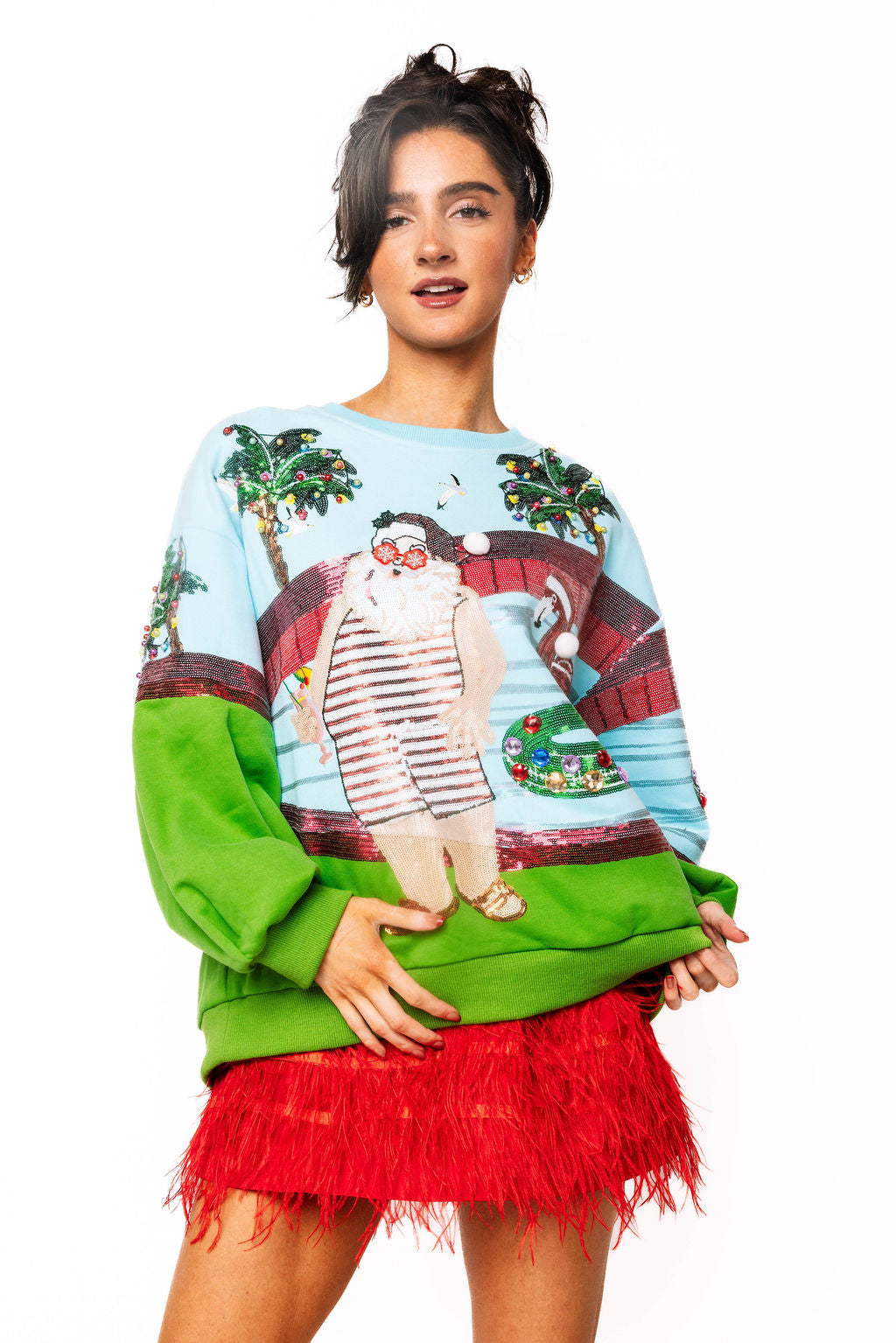 Multi Santa at the Pool Sweatshirt