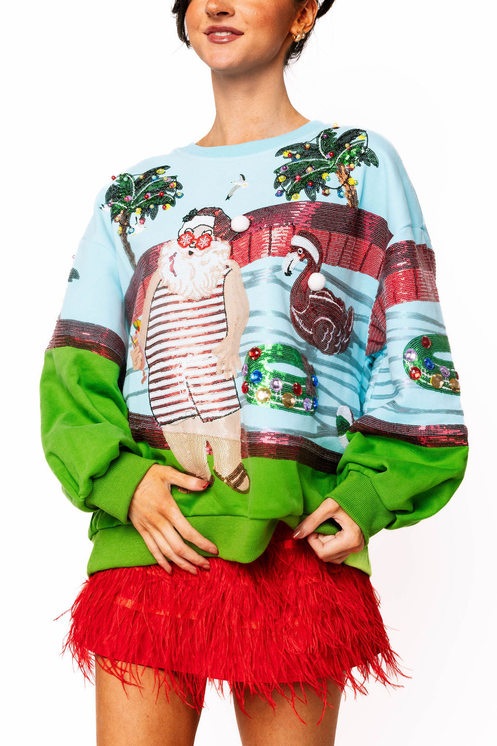 Multi Santa at the Pool Sweatshirt