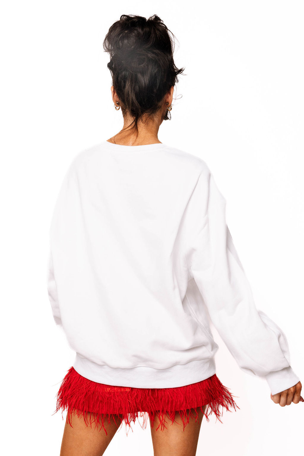 Sample White & Red Reindeer In a Heart Santa Hats Sweatshirt