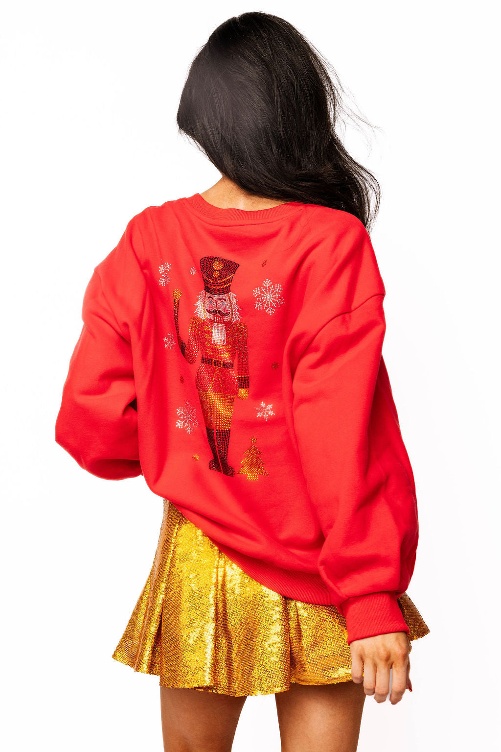 Sample Red Rhinestone Nutcracker & Snowflake Sweatshirt
