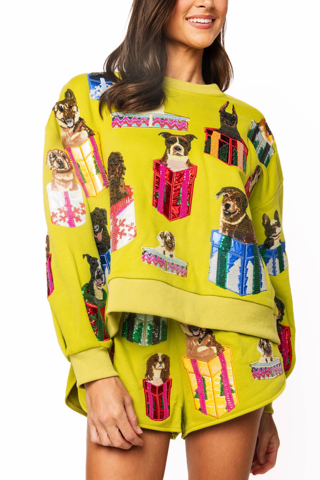 Green Dogs in Present Boxes Sweatshirt