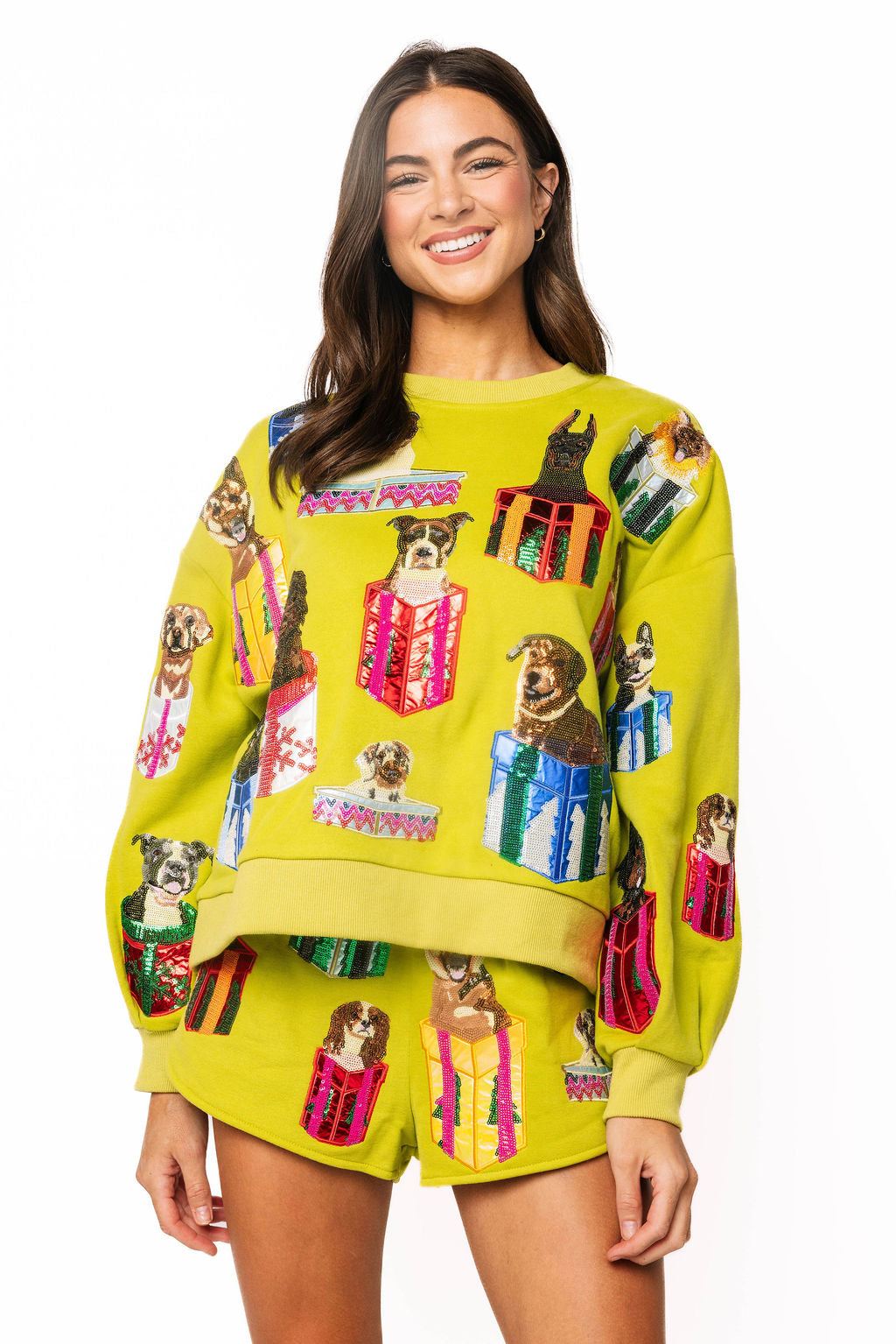 Green Dogs in Present Boxes Sweatshirt