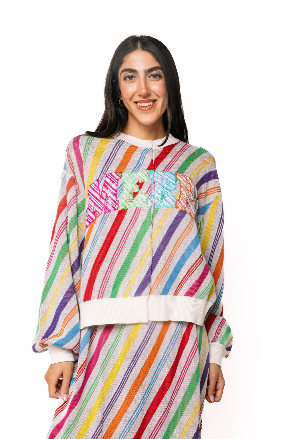 Rainbow Striped 'Merry' Button Up Cardigan