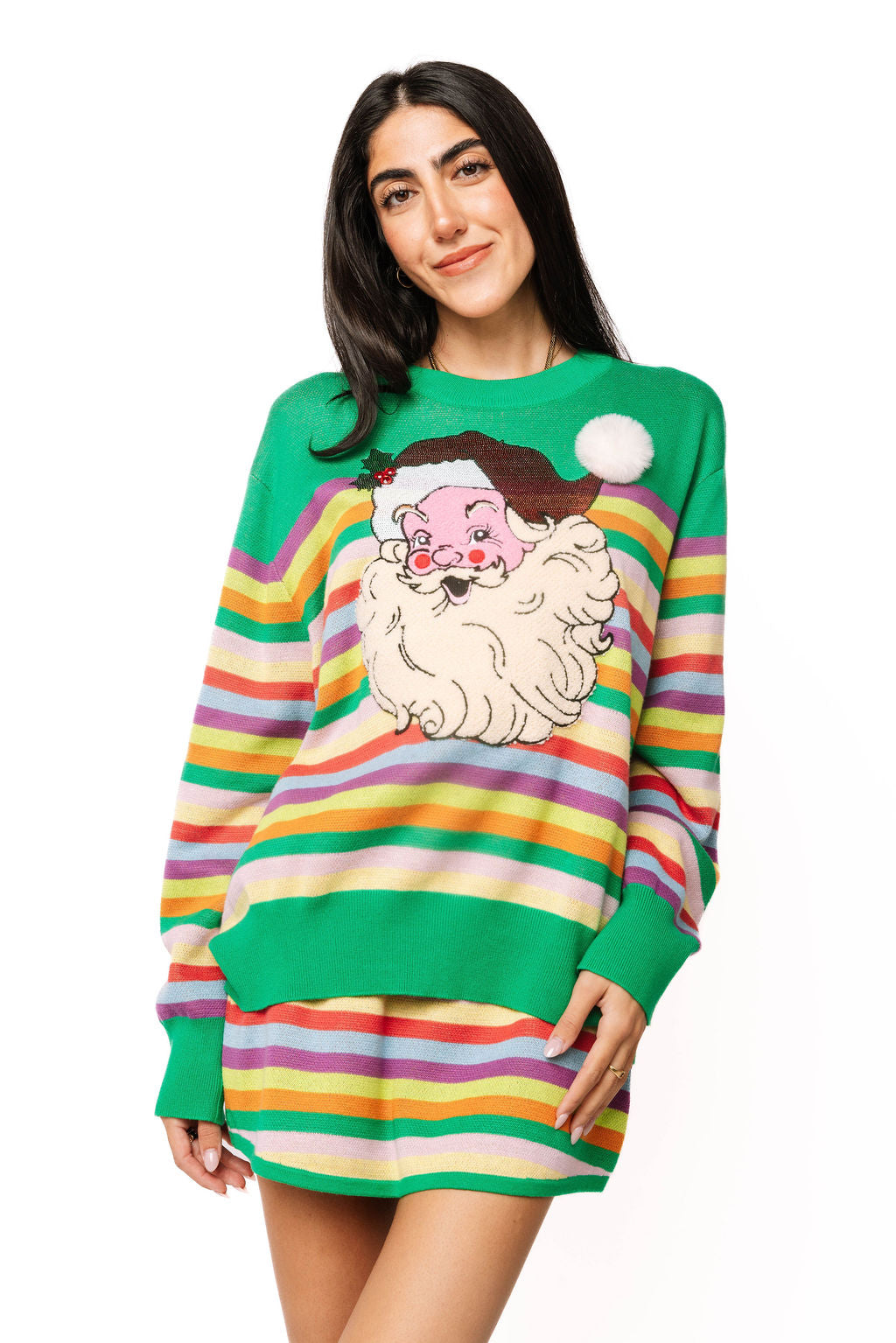 Rainbow Striped Knit Skirt