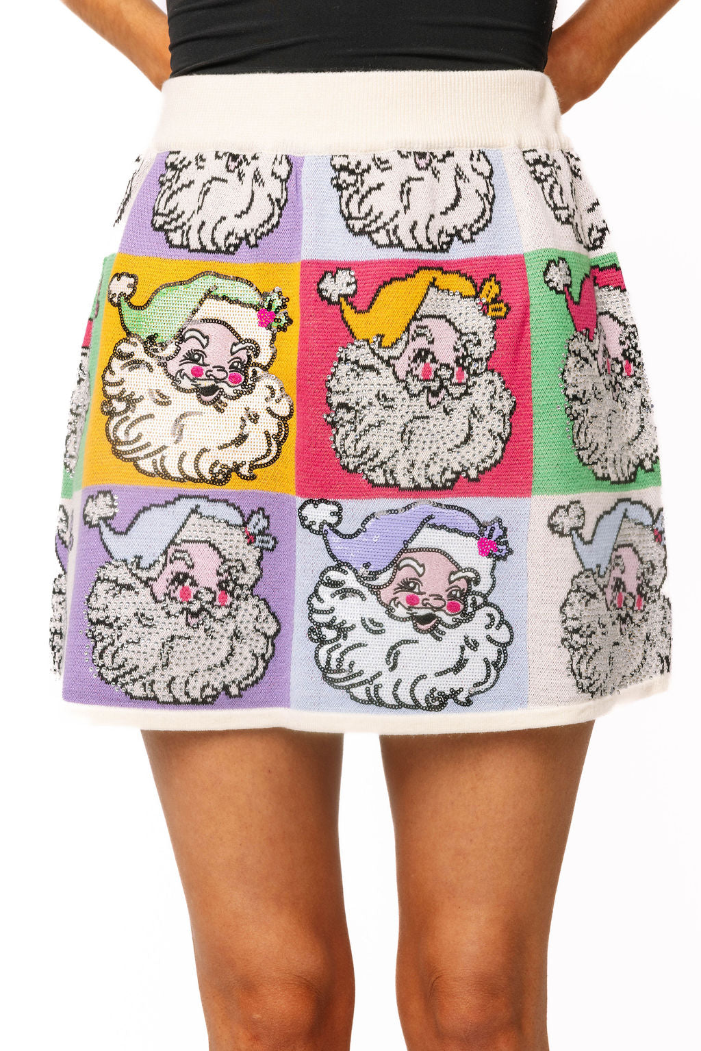 Pastel Colorblock Santa Knit Skirt