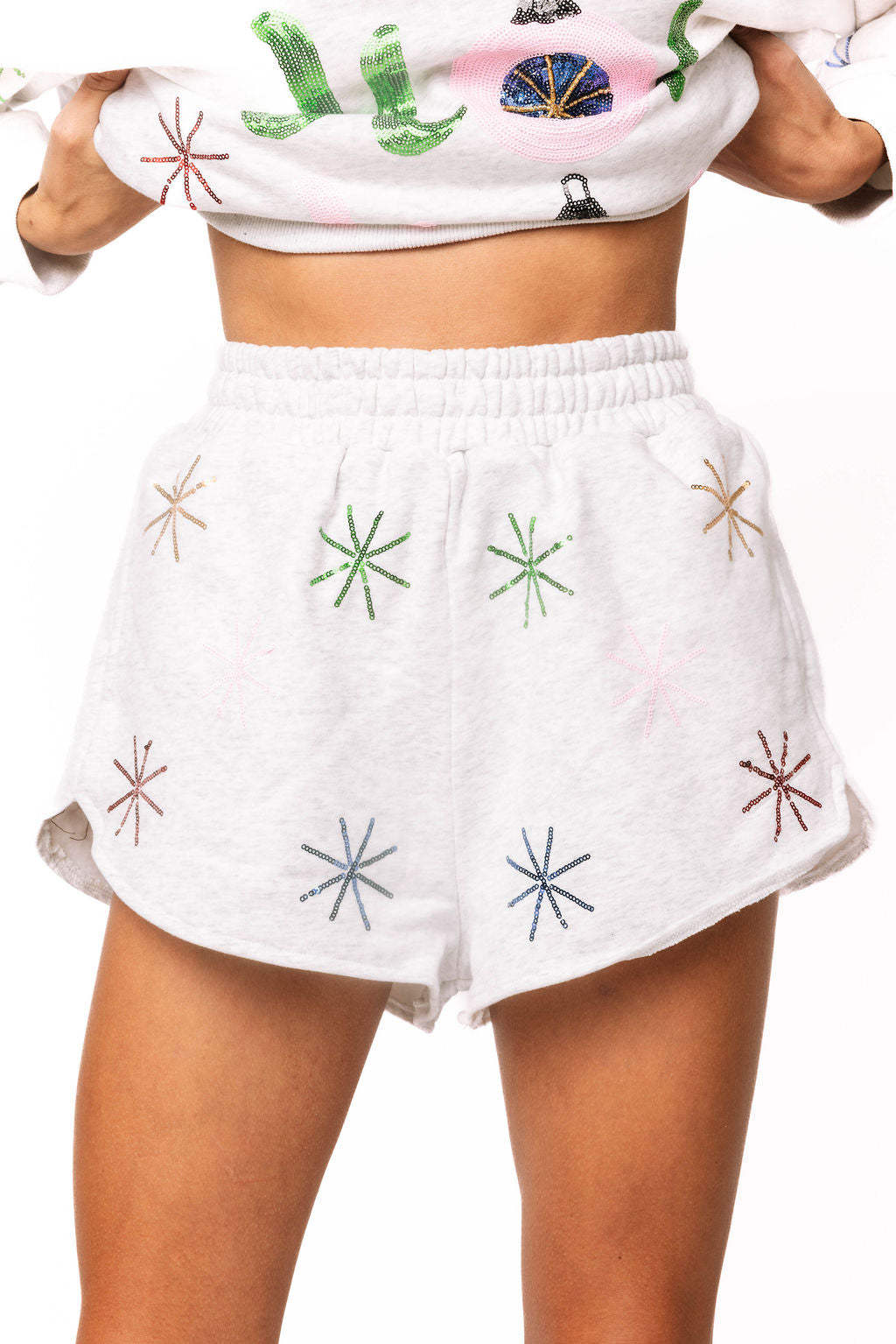 Sample Grey 'Ho! Ho! Ho!' Ornament Sparkle Sweatshirt & Short Set