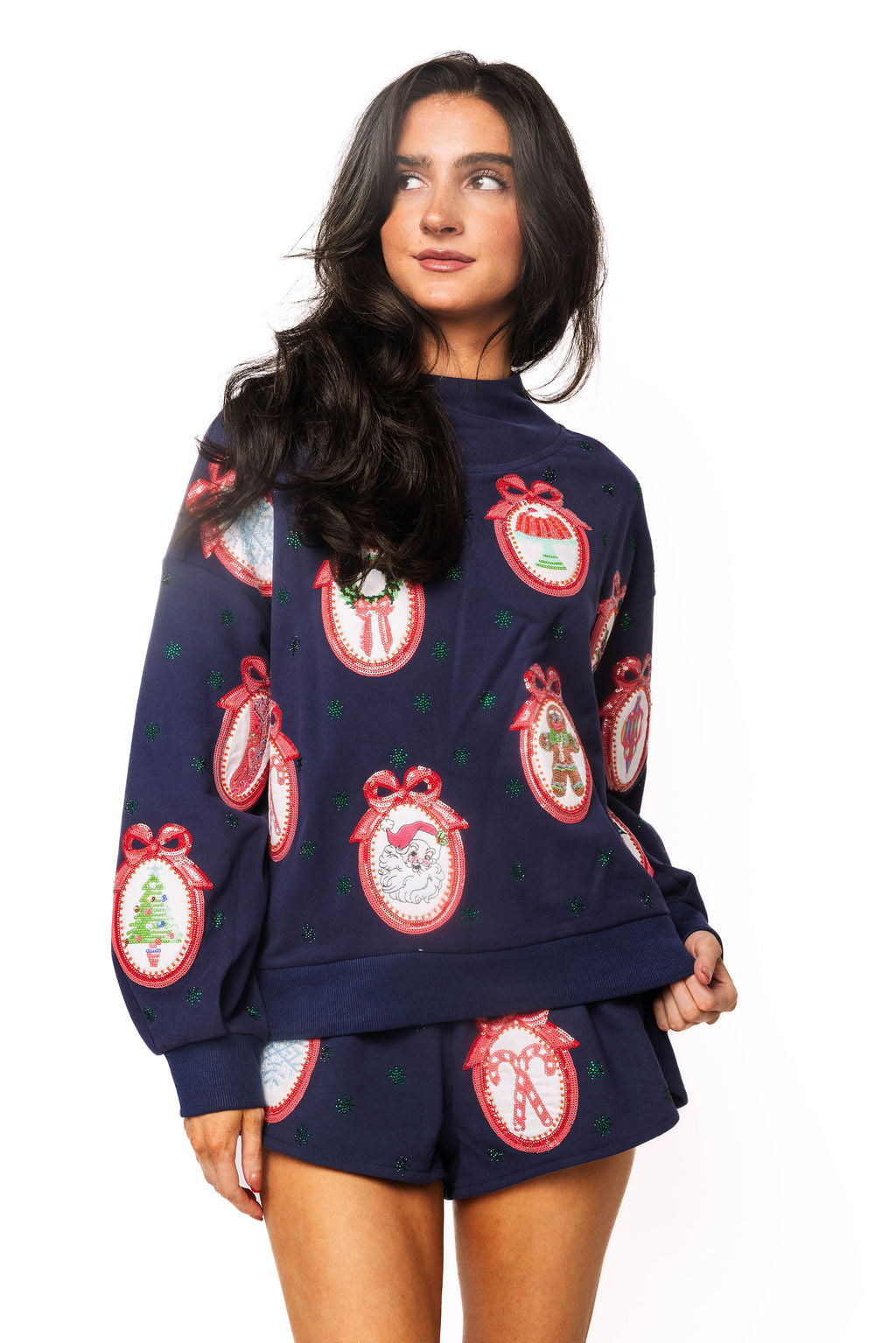 Navy Wallpaper Mockneck Sweatshirt