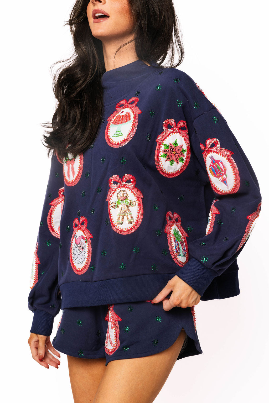 Navy Wallpaper Mockneck Sweatshirt
