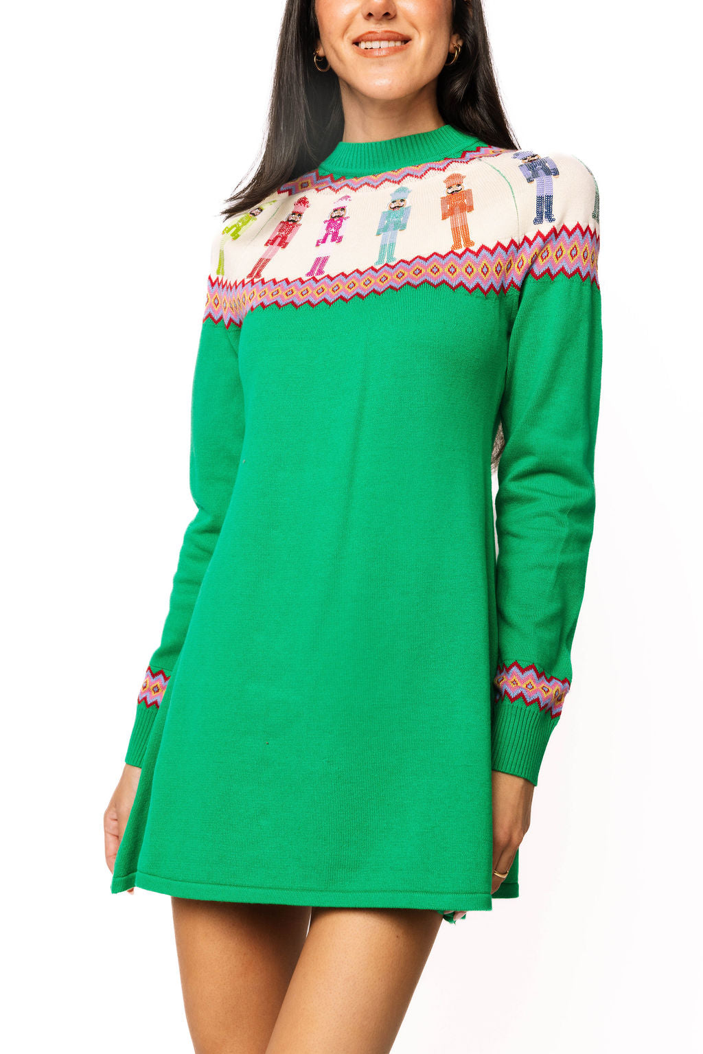 Green Multi Rainbow Nutcracker Knit Dress