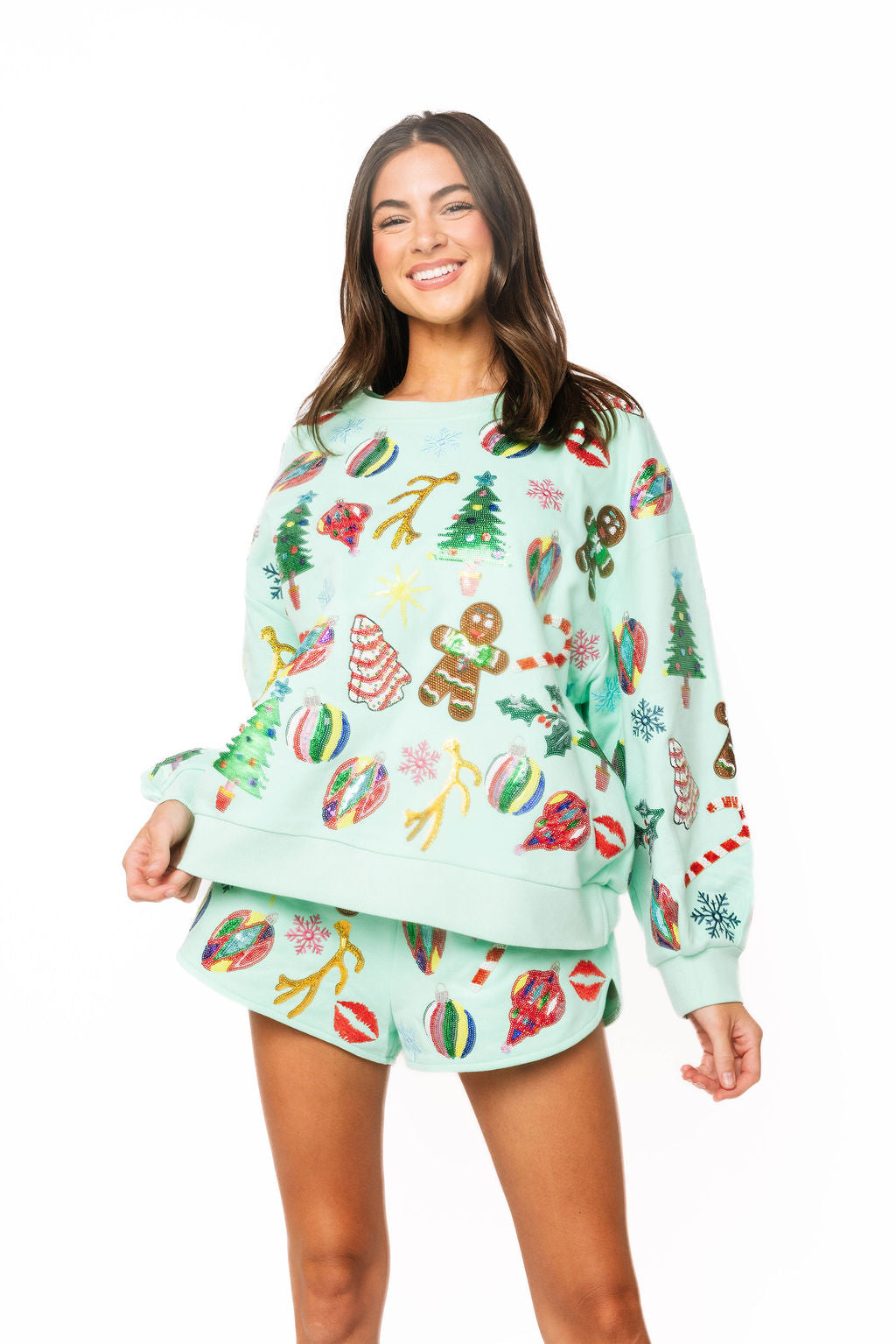 Mint Multi Christmas Icons Short