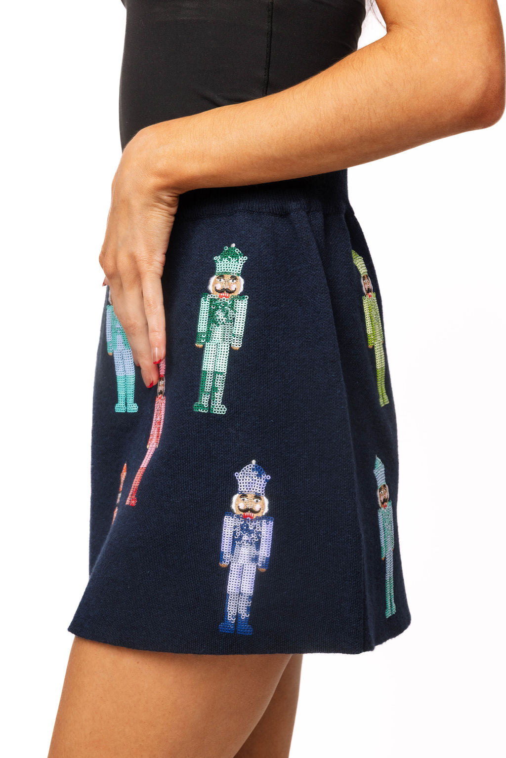 Sample Navy Multi Mini Nutcracker Knit Skirt