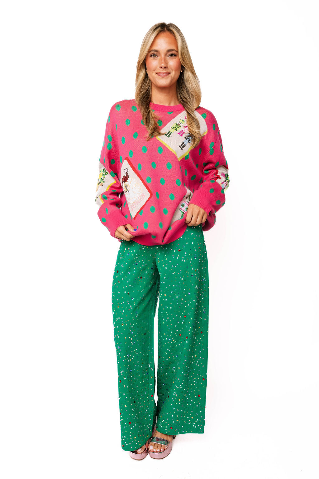 Green Multi Rhinestone Jean