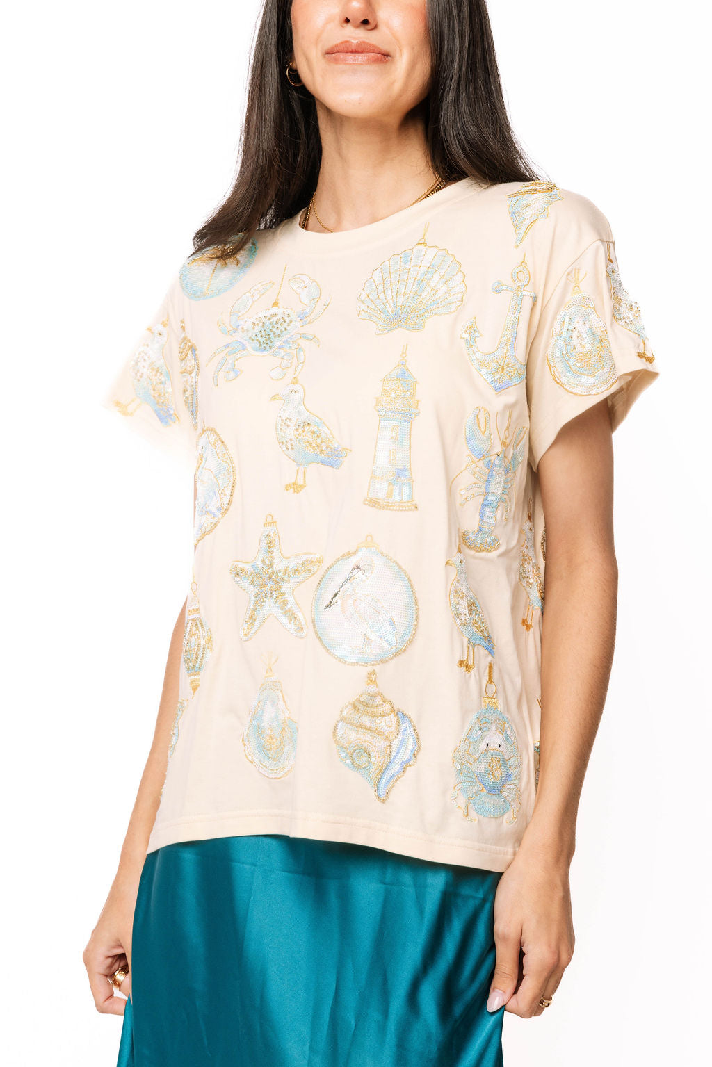 Ivory Beach Sea Shell Ornament Tee